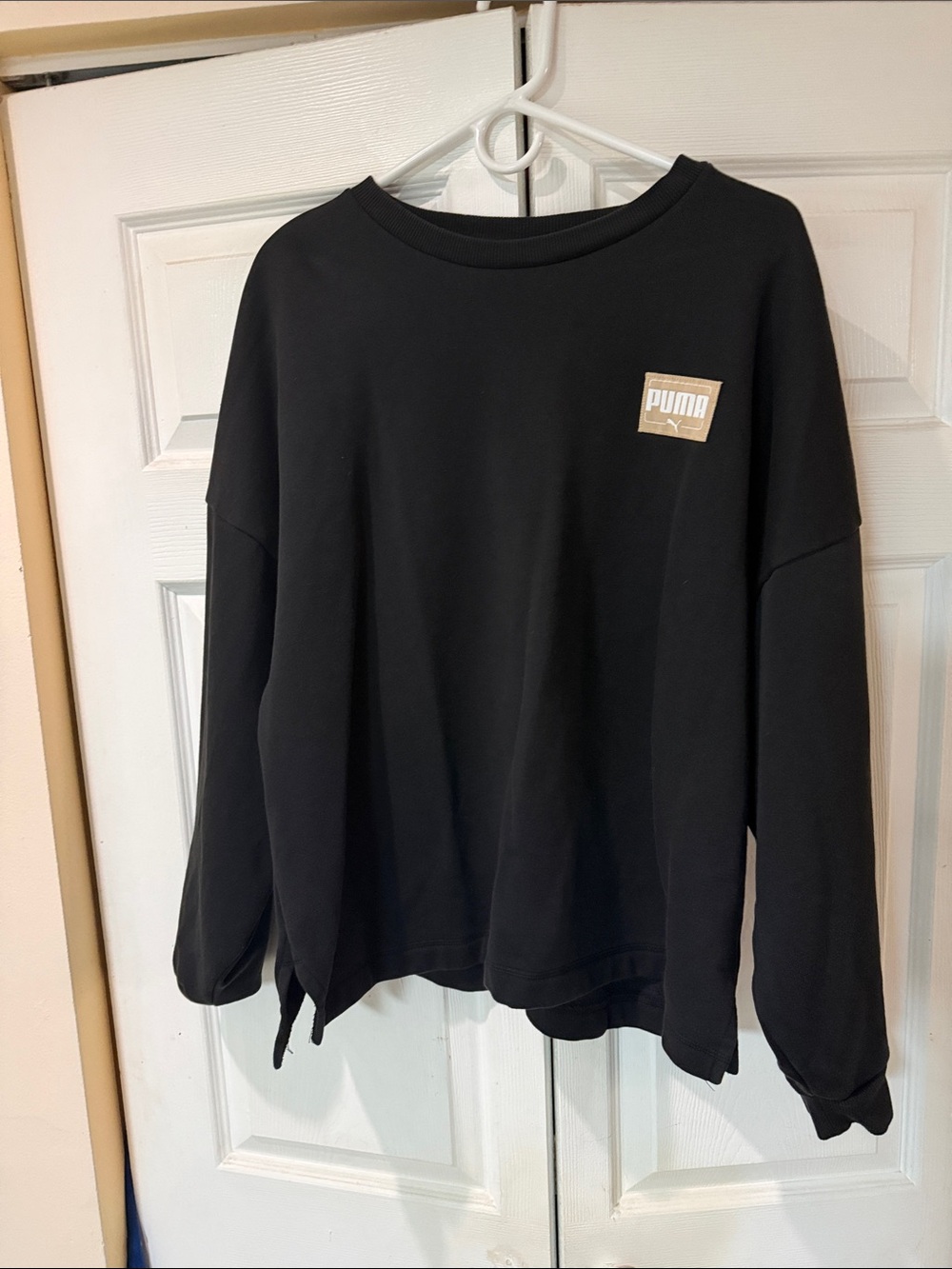 Puma Black Crewneck Sweatshirt with Tan Logo Patch
